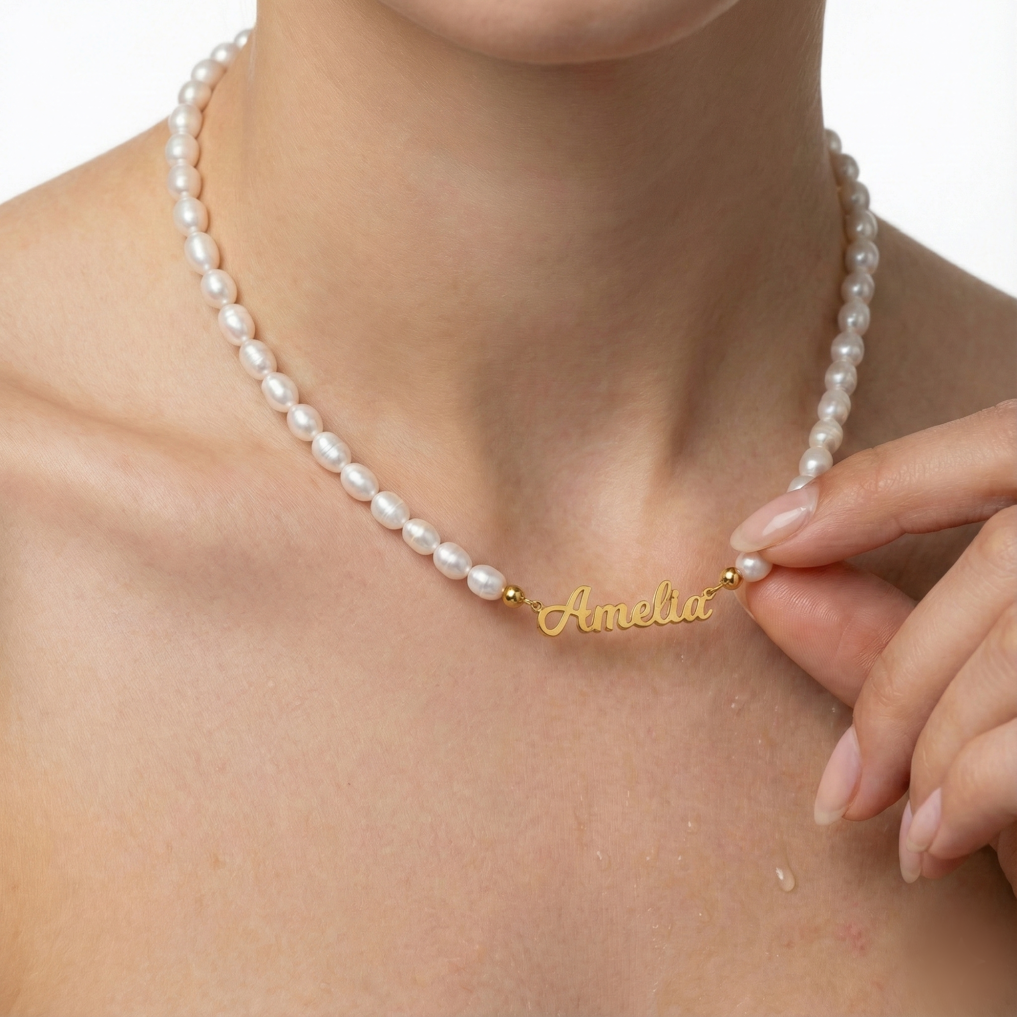 AX Pearl Name Necklace