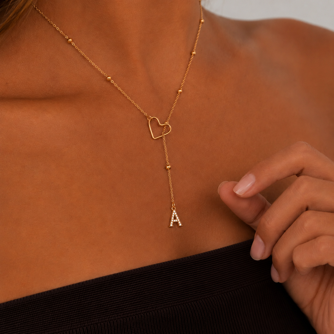Initial Heart Pendant Necklace