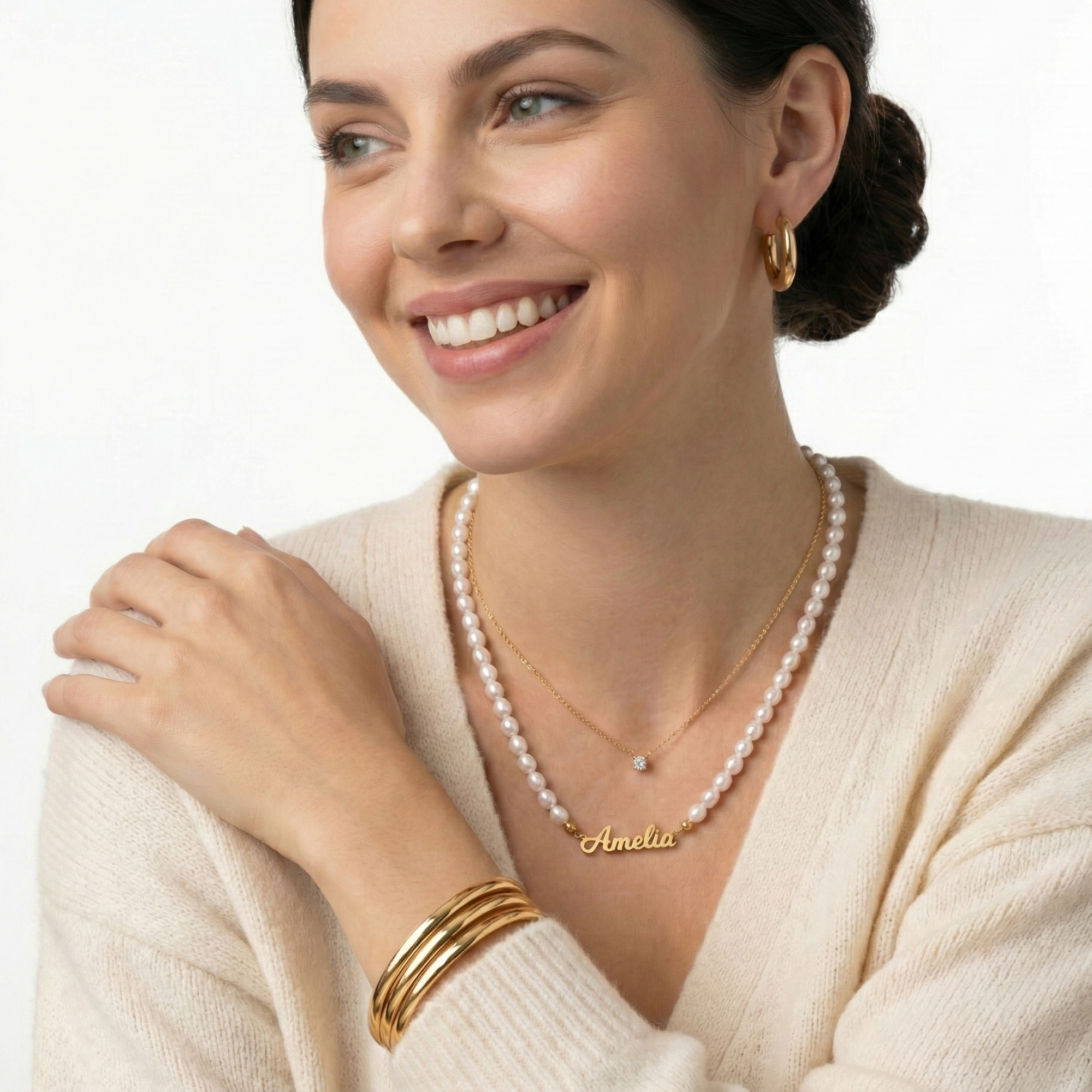 AX Pearl Name Necklace